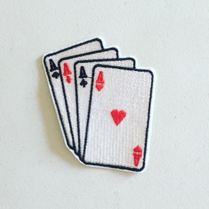 Naszywka do prasowania Poker Aces, odznaka pokerowa Quads, dekoracyjna naszywka Ace Cards, haft DIY, aplikacja haftowana, prezent dla miłośnika pokera