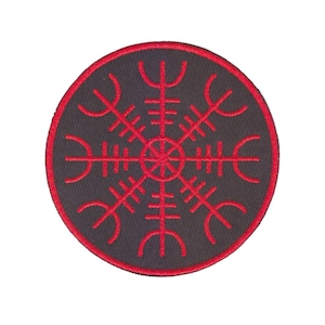 Aegishjalmr Viking Iron-On Patch, Helm Of Awe / Terror Patch, Distintivo termoadesivo norreno, Distintivo simbolo nordico, Applique fai da te, Applique ricamata