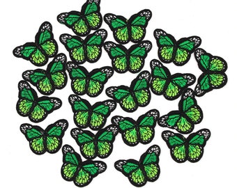 Grüner Schmetterling Aufbügeln Patch, zierliche Schmetterling Abzeichen, dekorative Patch, DIY Stickerei, bestickte Applikation, Schmetterling Applikation Geschenk - 1pcs