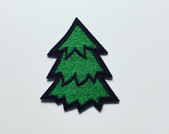 Parche termoadhesivo de árbol de Navidad verde, insignia de abeto, insignia de vegetación, bordado de bricolaje, aplique bordado, regalo de Navidad amante de la naturaleza