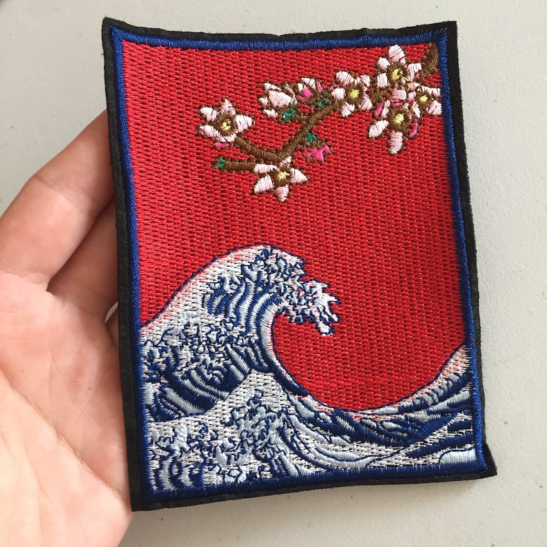 Kanagawa Wave Iron-On Patch Japan Art Badge Hokusai Ukiyo-e | Etsy