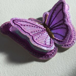 Double Butterfly Iron-On Patch, Pink Butterfly Badge, Decorative Patch, DIY Embroidery, Embroidered Applique, Applique Motif, Butterfly Gift Lilac