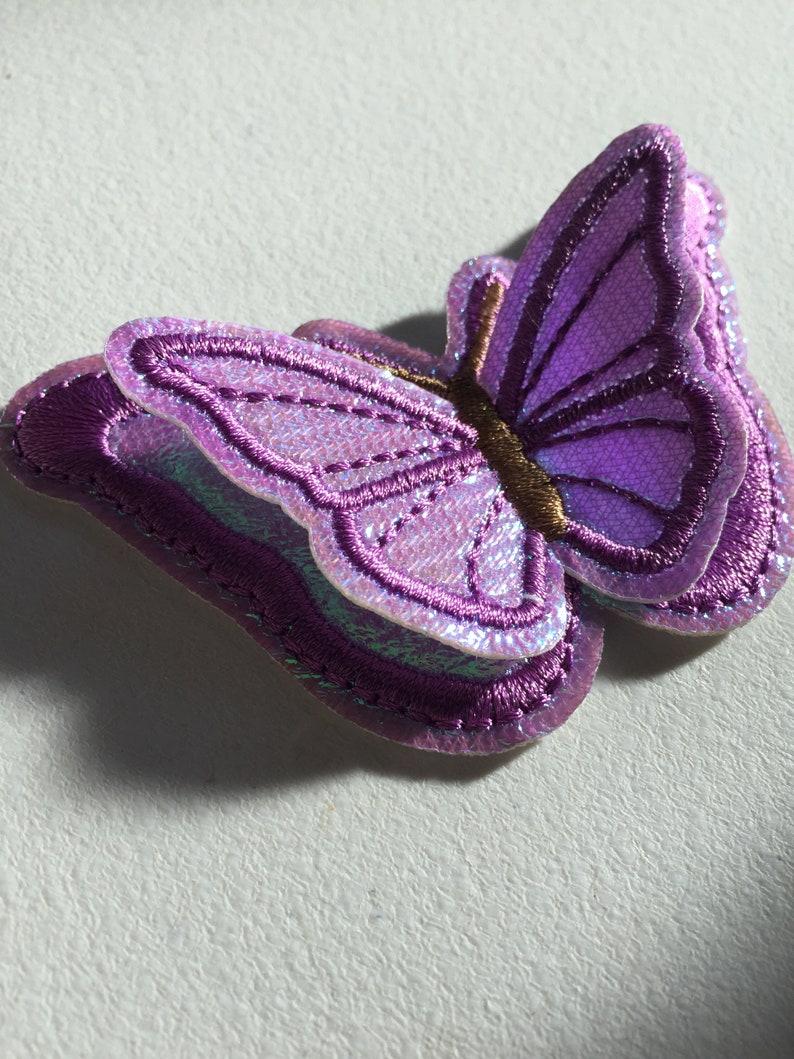Double Butterfly Iron-On Patch, Pink Butterfly Badge, Decorative Patch, DIY Embroidery, Embroidered Applique, Applique Motif, Butterfly Gift Lilac