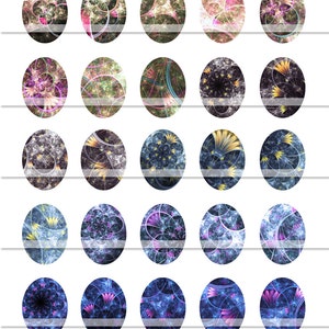 Digital Collage Sheet Instant Download Oval Size 40x50mm 30x40mm 22x30mm Printable Images Fractal Flowers image 3