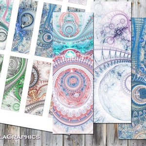 May include: A set of 10 printable digital bookmarks featuring intricate, colorful, and abstract designs. The bookmarks are perfect for adding a touch of whimsy to your reading experience.