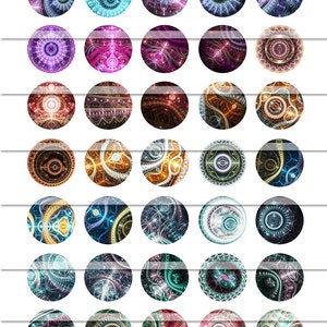 Digital Collage Sheet Instant Download Circle Size 2 1.5 1.25 1 Bottle Cap Printable Images Fractal Steampunk image 3