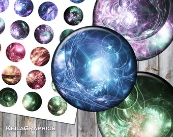 May include: A set of 12 round digital paper scrapbook stickers featuring colourful abstract designs with swirling patterns and glowing lights. The stickers are perfect for adding a touch of whimsy and magic to your digital projects.