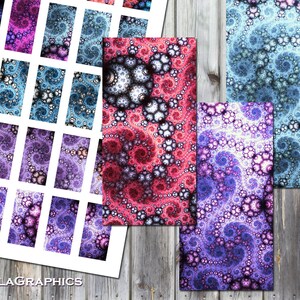 May include: A digital paper pack with 16 different patterns featuring a swirling, fractal design in shades of blue, purple, and pink. The patterns are arranged in a grid on a white background. The text "KEILAGRAPHICS" is at the bottom of the page.