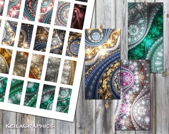 Digital Collage Sheet - Instant Download - Rectangle Size 1x2&quot; + 0.75x1.5&quot; + 1x3&quot; - domino + microscope - Printable Images - Steampunk Style