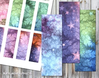 Digital Collage Sheet - Instant Download - Rectangle Size 1x2&quot; + 0.75x1.5&quot; + 1x3&quot; - domino + microscope - Printable Images - Fractal Clouds