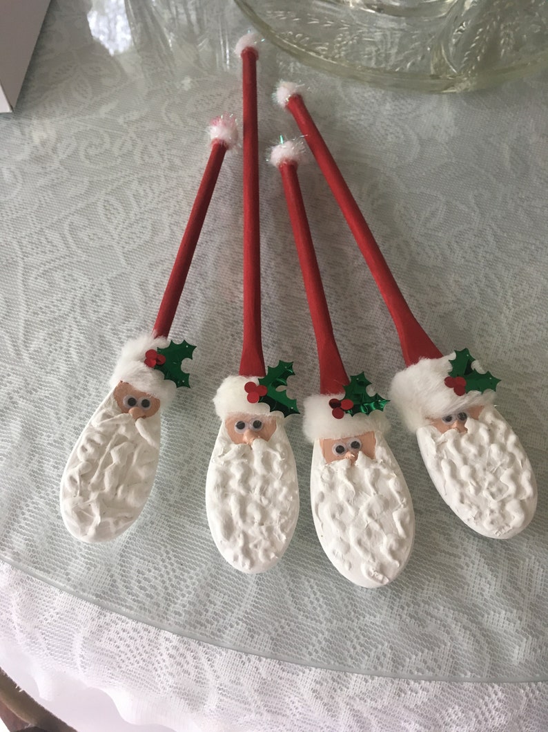 Santa Spoon Santa Claus Wooden Spoon Hand Decorated. - Etsy