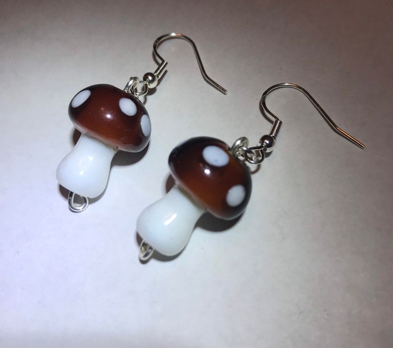 Ceramic Mushroom dangle drop earrings