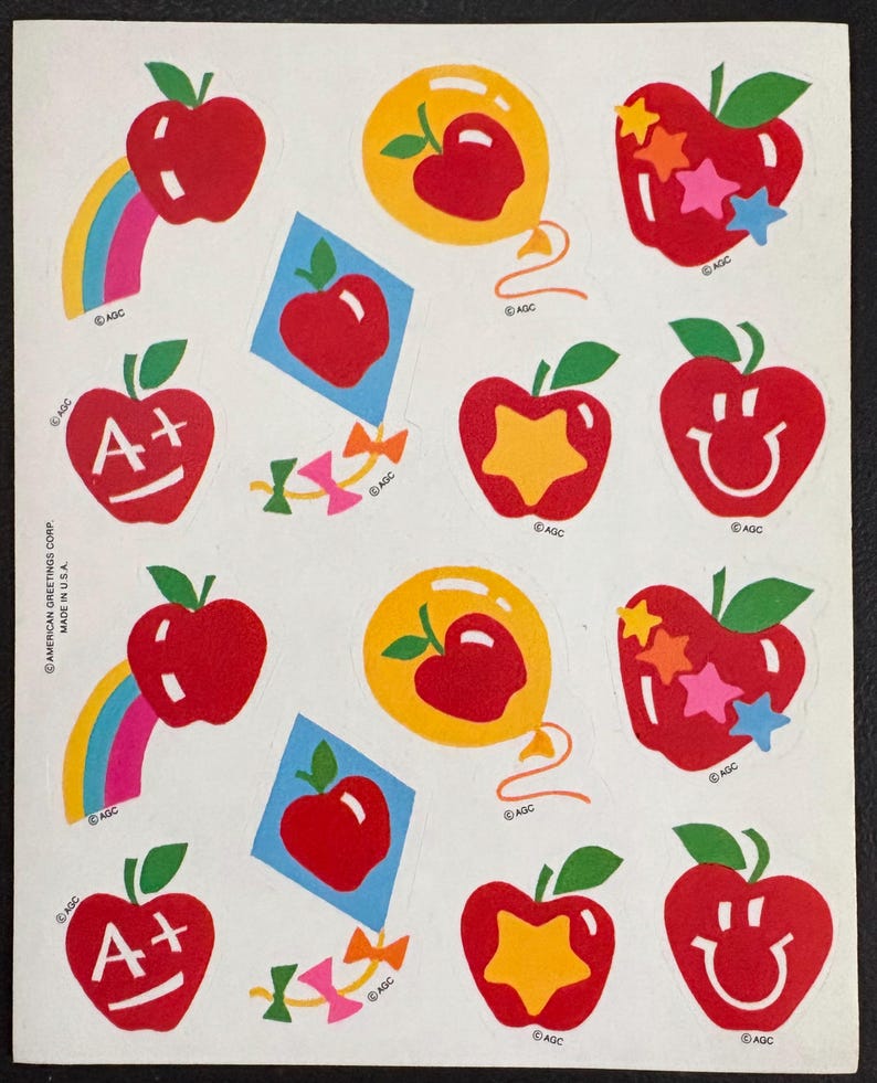 Vintage STICKERS - American Greetings - Apples - RARE - Etsy