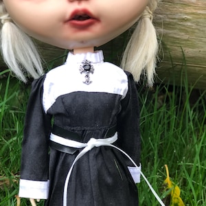 Blythe gothic dress , silk nun dress  for 12”  Blythe