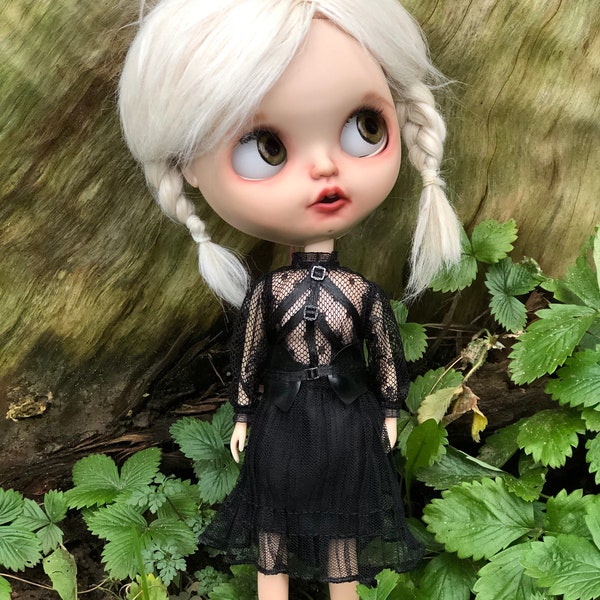 Blythe clothes, punk goth style black lace outfit for 12” Blythe