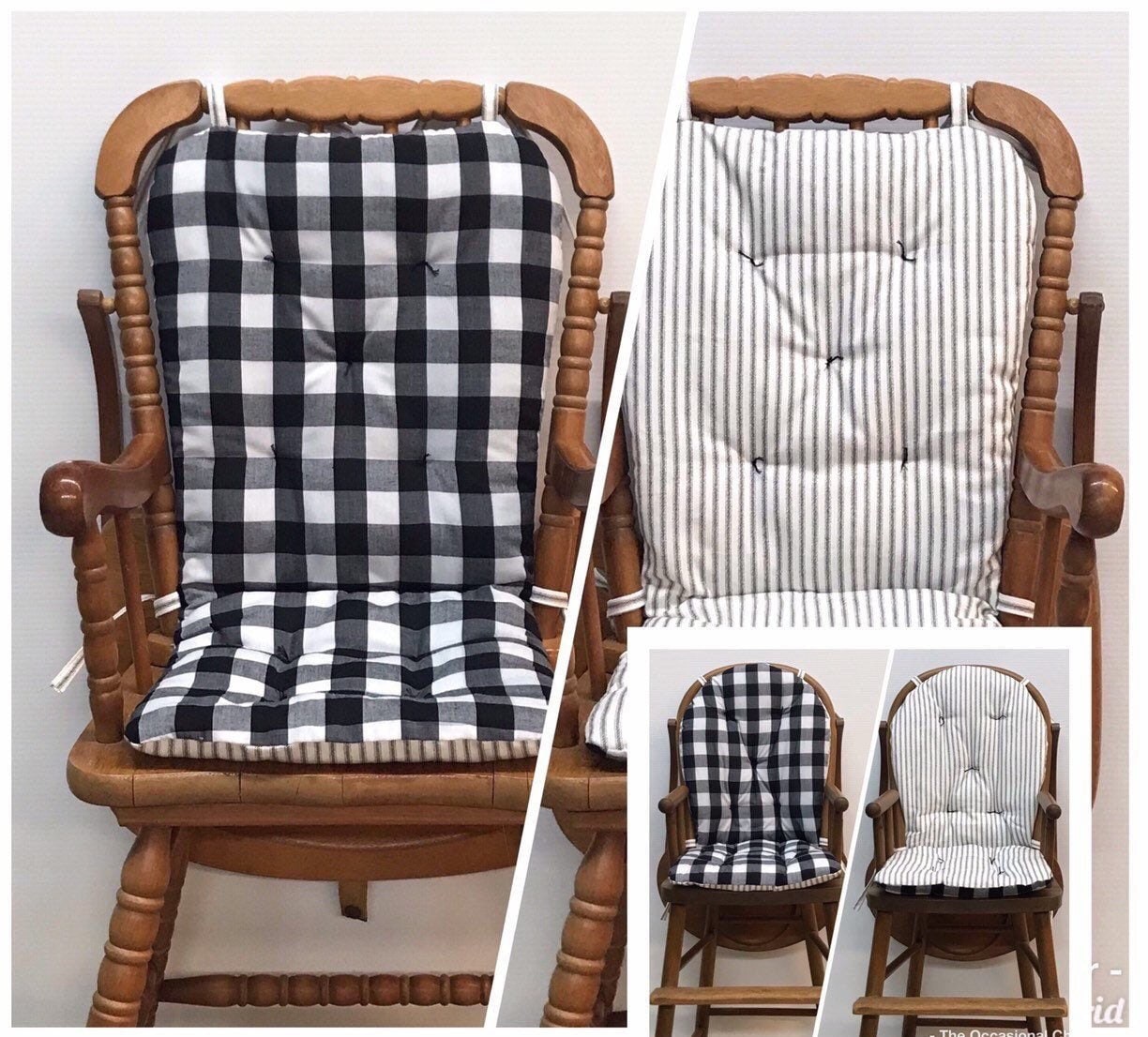 High Chair Cushion For Vintage Wooden High Chairs Buffalo Check