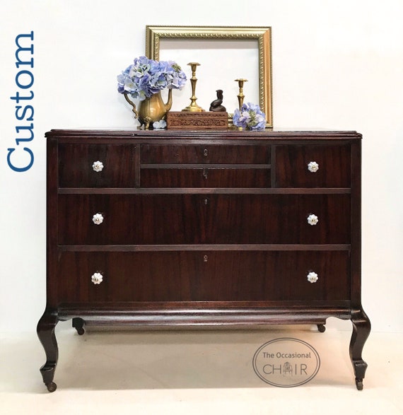 Beautiful Custom Refinished 6 Drawer Antique Dresser Etsy