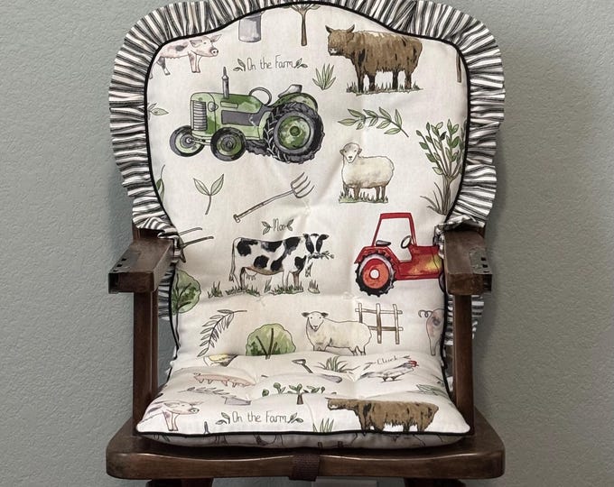 Highchair Cushion, Highchair Pad, Custom Made to Fit Your Vintage Wooden Highchair