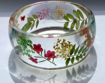 Real flower bangle,pretty flower bracelet,colourful flower bangle