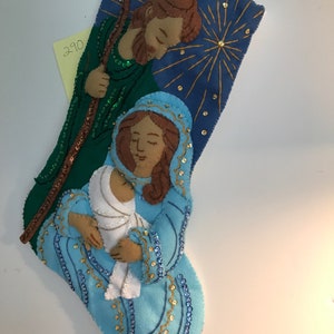 Bucilla Christmas Stocking,&quot;  Baby Jesus&quot;, handmade, finished