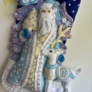 Bucilla Christmas Stocking. &quot;Snow Flake Santa&quot;Handmade, Finished
