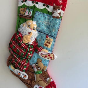 Bucilla stockings, &quot;Santa in his Kitchen&quot;, handmade, finished