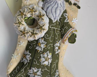 Bucilla Stockings " St Nick's Christmas" Handmade, Finished