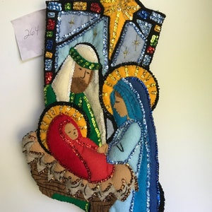 Bucilla Christmas stocking, &quot;Newborn king&quot; handmade,  finished