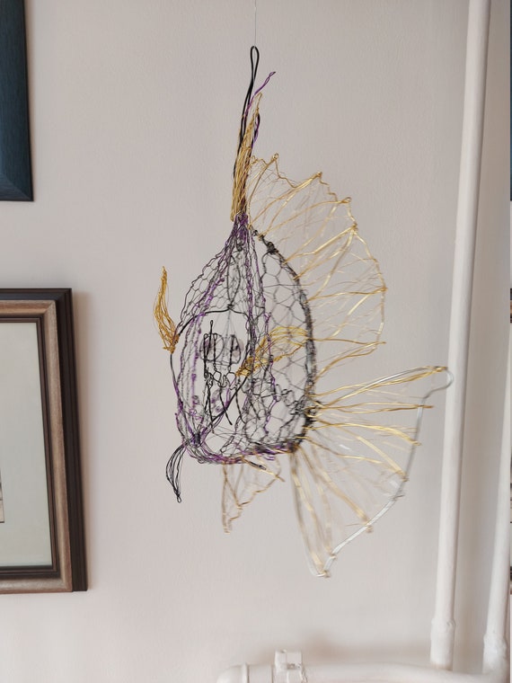 Fish Wire Art, Gift for Him, Wire Fish Sculpture, Metal Fish, Hanging Art  Tropic Fish, Father's Day Gift, Fun Home Decor, Fisherman's Dream 