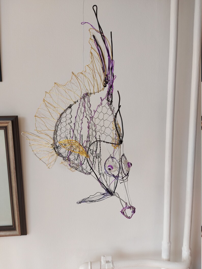 Fish wire Art Gift for Him Wire fish sculpture Metal Fish Etsy