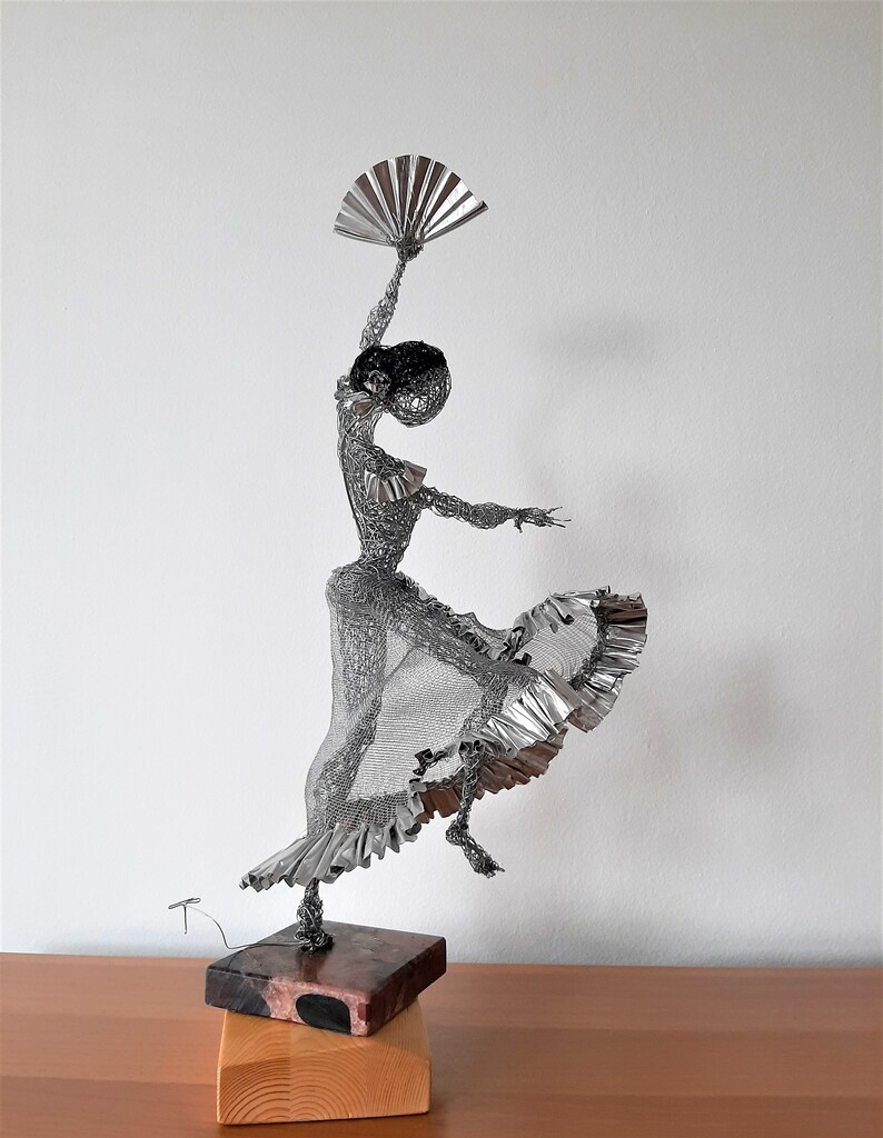 Spanish Dancer sculpture Steel wire statue Flamenco Fairy Etsy