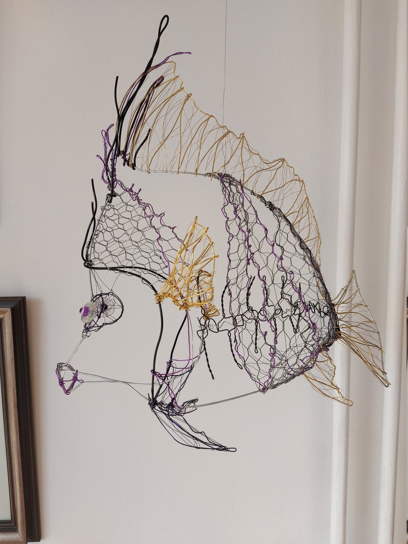 Fish Wire Art Gift for Him Wire Fish Sculpture Metal Fish Etsy