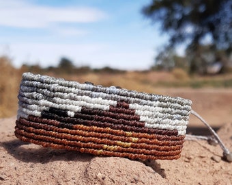 Andean range lansdcape bracelet, macrame Lascar volcano jewelry, atacama desert inspired wristband