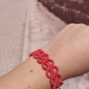 Shiny hearts macrame bracelet, linha sense romantic wristband, gift for her zdjęcie 2
