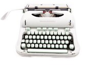 Typewriter Hermes 3000 green vintage revised with new Ribbon