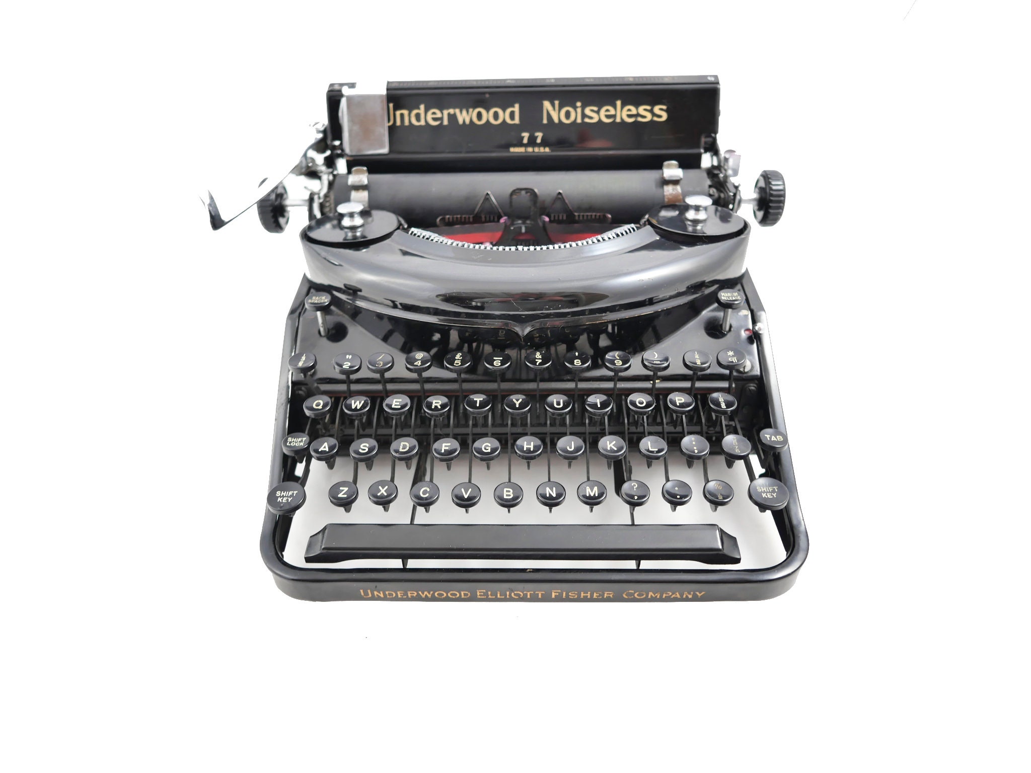 Machine à Écrire Underwood Noiseless 77 Portable Noire Made in Usa Révisée Ruban Neuf