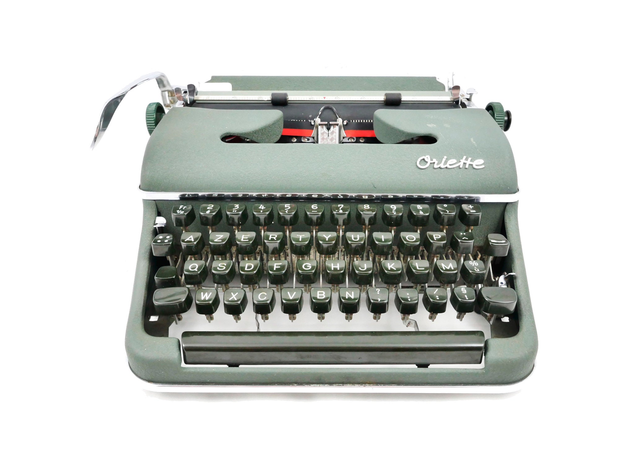 Machine à Écrire Olympia Oriette Sg-3 Verte Révisée Ruban Neuf