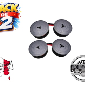 Lot de 2 rubans encreurs Underwood – Noir ou Noir/Rouge – Compatibles Underwood 310 315 316 319 – Olivetti Lettera