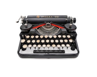 Macchina da scrivere vintage Underwood Portable 3 Bank, nera, ricondizionata, nastro nuovo, anni '20