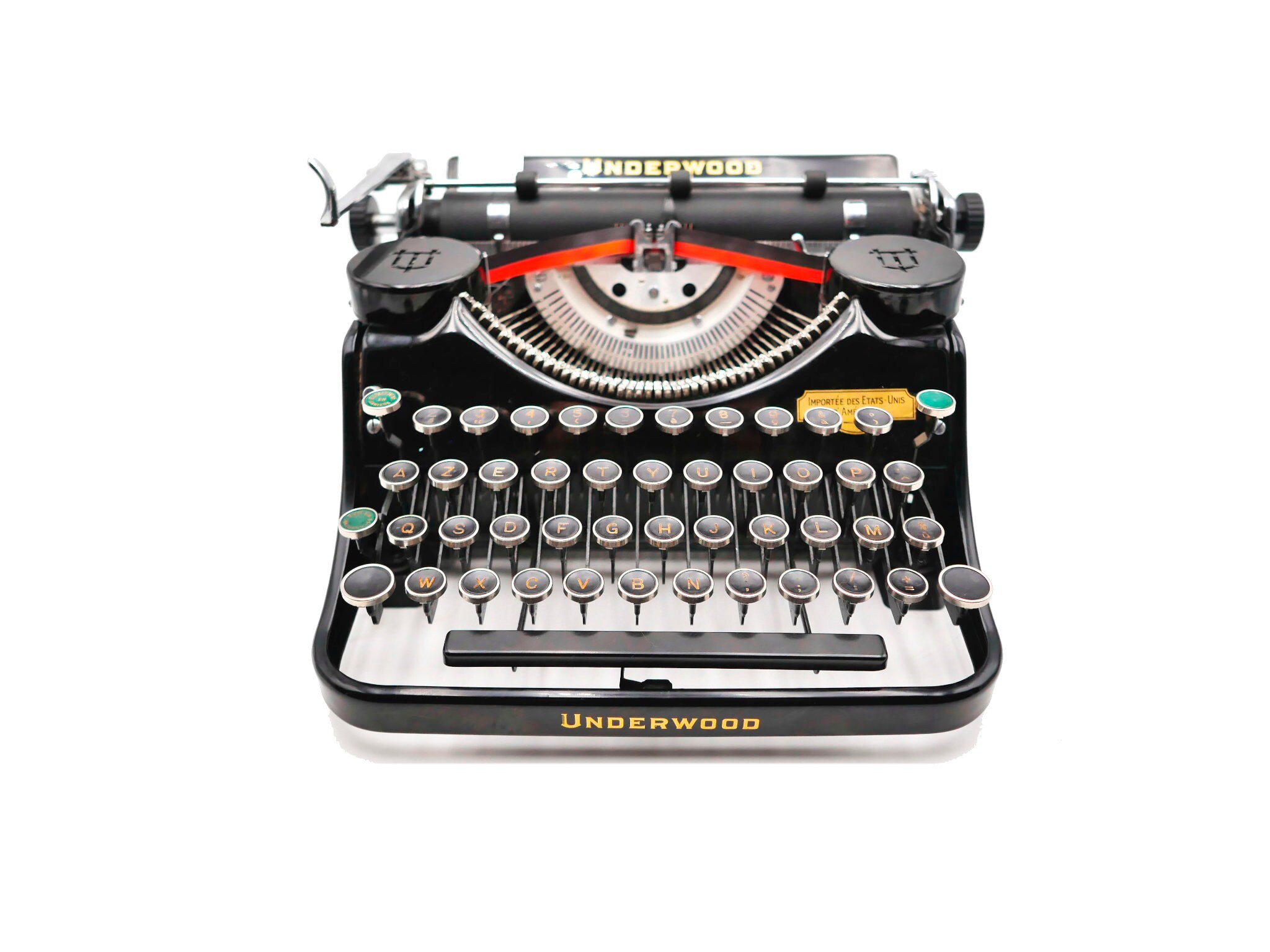 Machine à Écrire Underwood Champion Noire Usa Révisée Ruban Neuf 1935