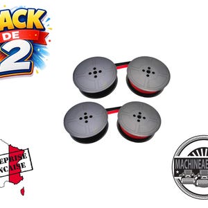 Lot de 2 rubans encreurs Japy – Noir ou Noir/Rouge – Machines à écrire Japy Script, Reporter, Baby