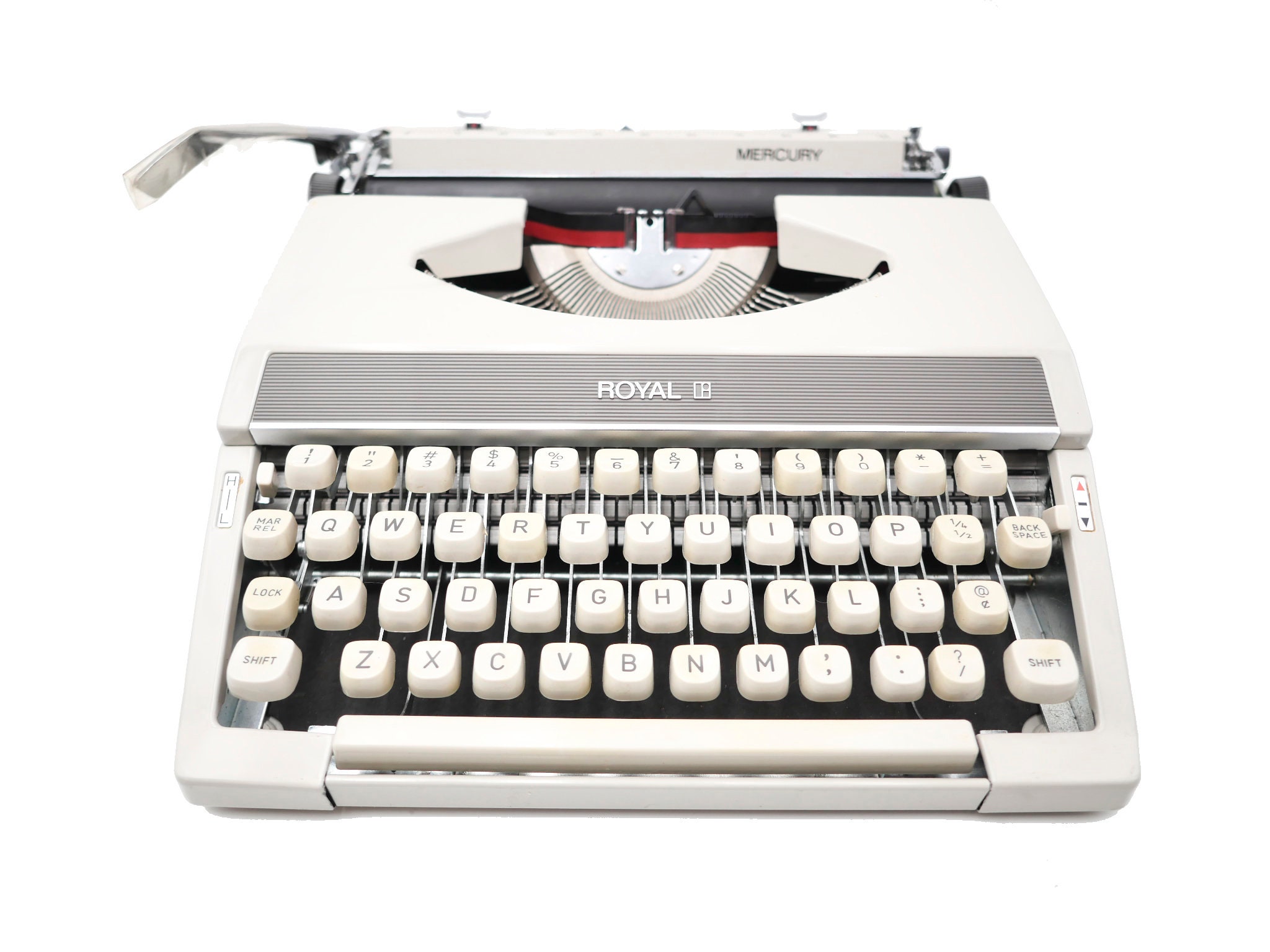Machine à Écrire Royal Mercury Grise Révisée Ruban Neuf Qwerty Anglais
