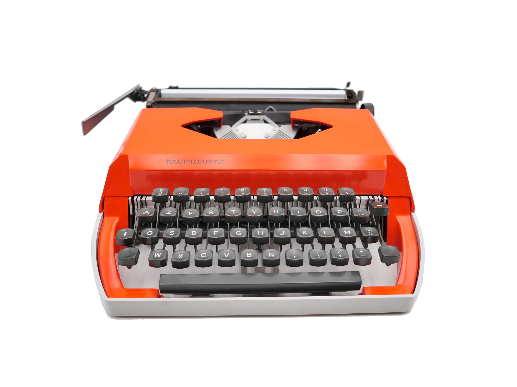 Machine à Écrire Vintage Orange et Gris Révisée Ruban Neuf Primavera