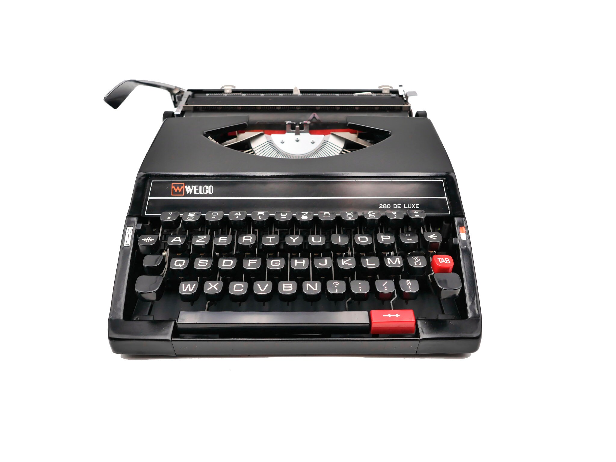 Machine à Écrire Vintage Révisée Ruban Neuf Welco de Luxe Noire Brillante