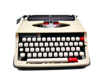 Machine à écrire vintage révisée ruban neuf Brunsviga Brother beige