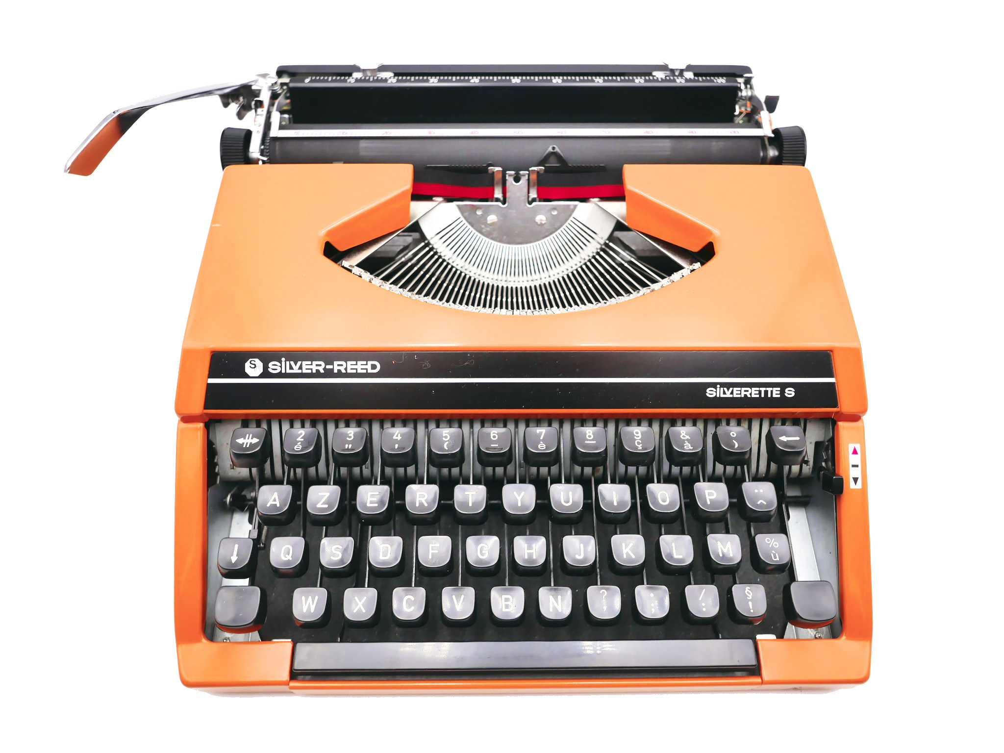 Machine à Écrire Vintage Révisée Ruban Neuf Orange Silver Reed Silverette S