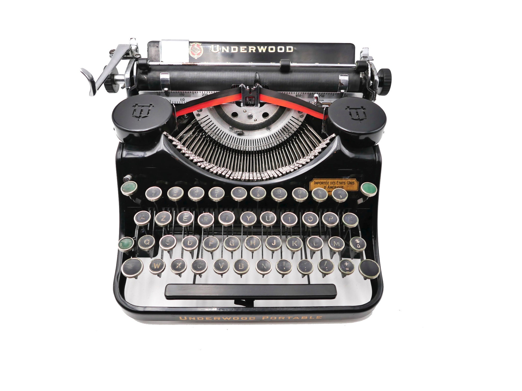 Machine à Écrire Underwood Portable 4 Bank Révisée Ruban Neuf Noire 1935