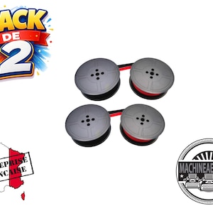 Lot de 2 rubans encreurs Japy – Noir ou Noir/Rouge – Machines à écrire Japy Script, Reporter, Baby