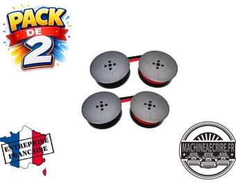 Lot de 2 rubans encreurs Japy – Noir ou Noir/Rouge – Machines à écrire Japy Script, Reporter, Baby