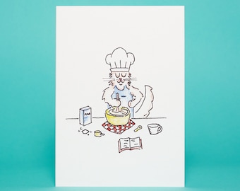 Cat Greeting Card - You're my Everything Bagel - Hand Drawn 5x7in